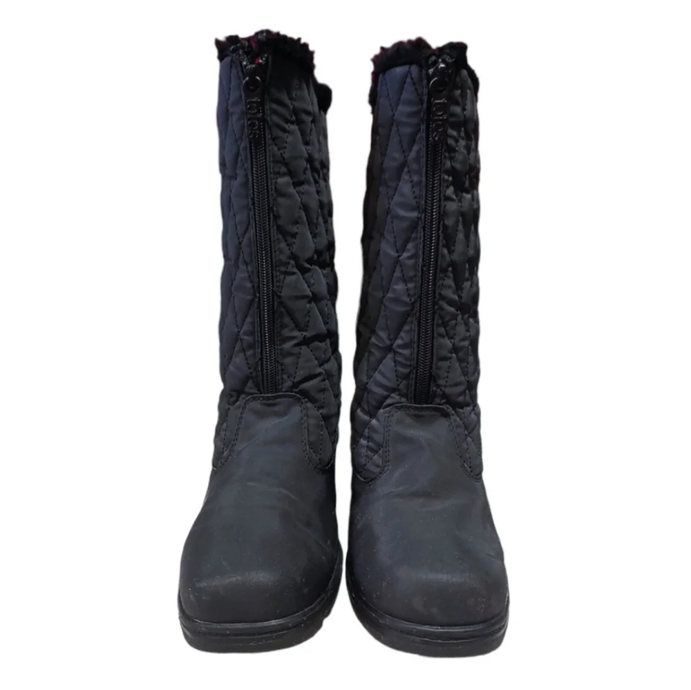 Totes Black Quilted Weatherproof Faux Fur Lined Boots Women's Size 10